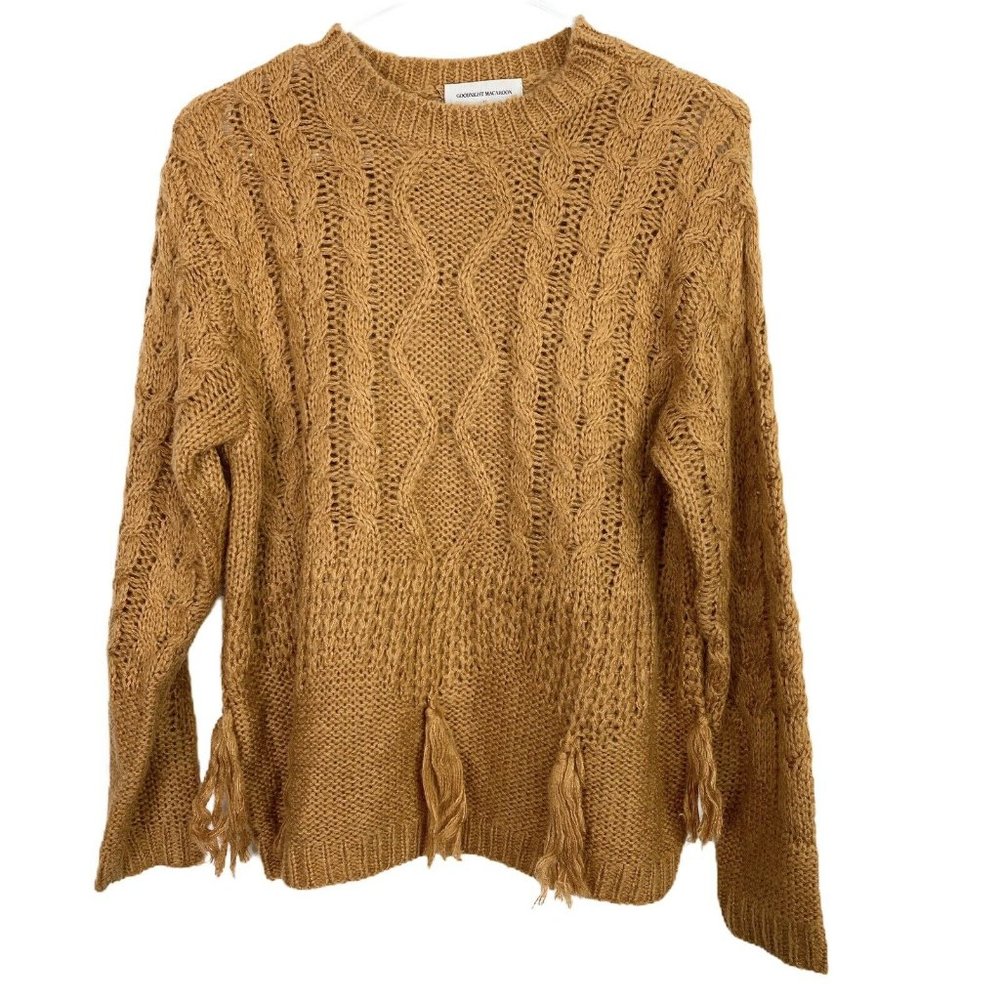 Goodnight Macaroon Tan Cable Knit Sweater